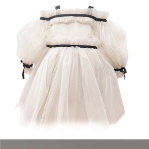 Petite Maison Kids Ivory Girls Formal Dress with Black Accents